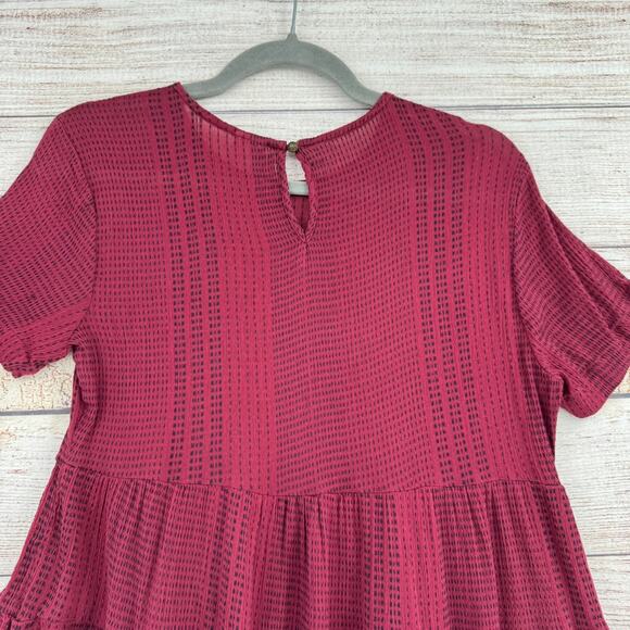 Patrons of Peace Geometric Print Babydoll Mini Dress Womens Small Red Wine - Picture 4 of 11